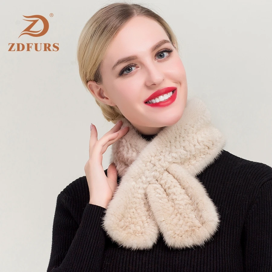 ZDFURS* женский настоящий норковый шарф короткий параграф крест Корейская версия ручной работы Женский вязаный меховой воротник норковый мех шаль шарфы