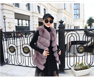 Кораллово-Красный new real natural whole fur six-section fox vest ladies winter long warm fashion vest - Цвет: Кораллово-Красный