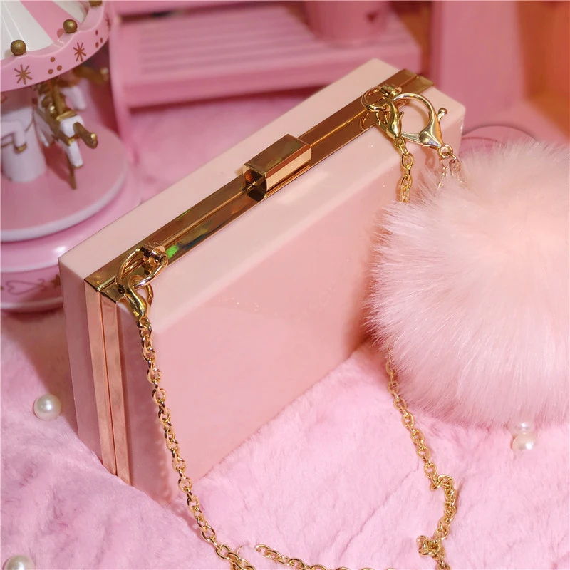 Женские сумки акриловые с меховым помпоном новинка 2019 женские маленькие через