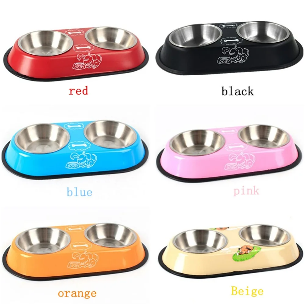 

Cat Dog Bowl Stainless Steel Seal Double Bowls Pet Feeder Puppy Kitten Drinking Water Feeding Food Bowls Dogs Tableware