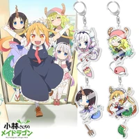 kawaii anime kobayashi san chi no maid dragon acrylic keychainmiss kobayashis dragon maid kanna kamui figures acrylic key chain