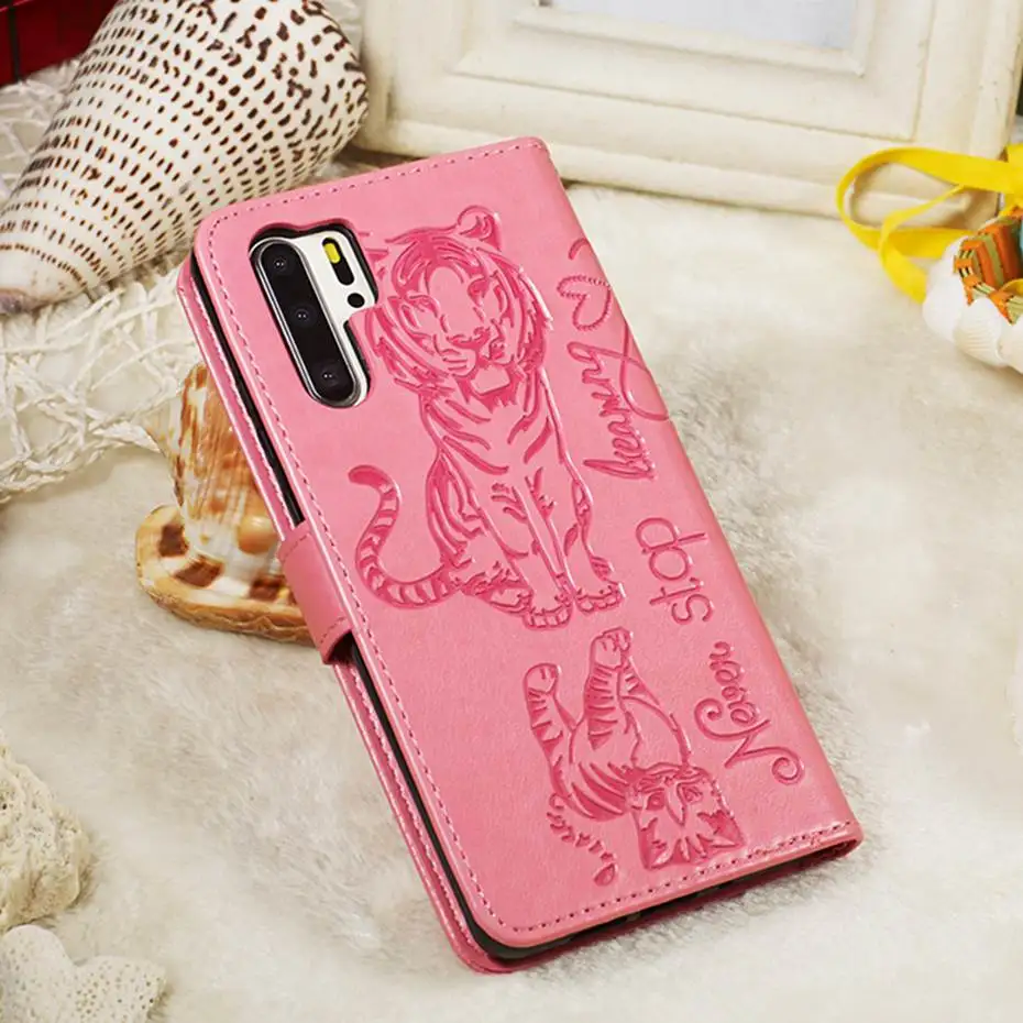 Кожаный флип-чехол с 3D кошкой и тигром для huawei P30 P20 Pro mate 30 Lite P Smart Z Y7 Prime Honor 9X20 Pro 8A 10i Y6