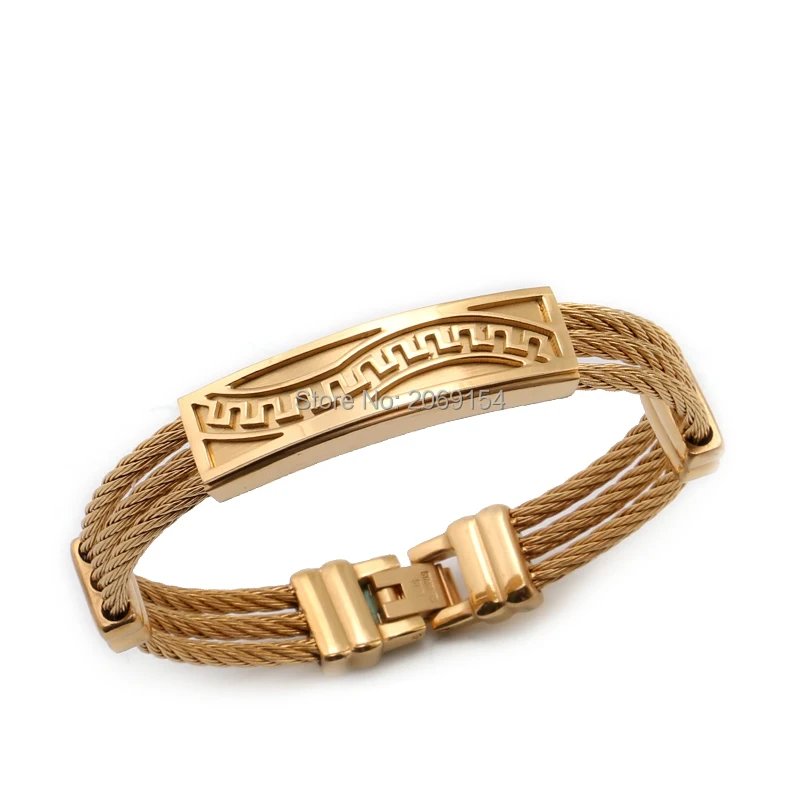 Золотой браслет для мужчин ювелирные изделия из титановой стали Модный черный с