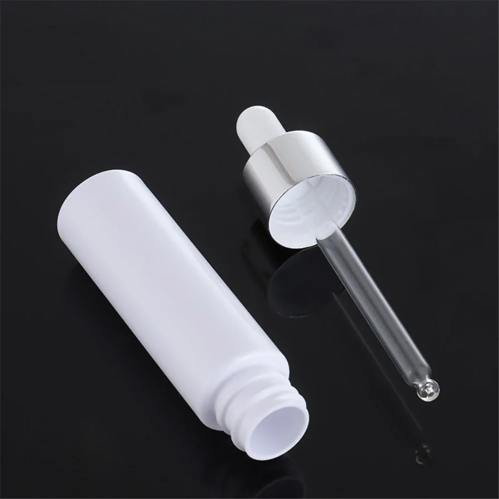

30ml Round Liquid PET Plastic Dropper Bottle 1oz Bottle Body Clear Purple White Dropper Comestic Containers For Essential Oil