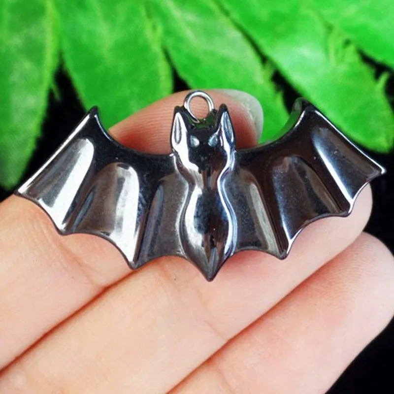 (6 шт./партия) резная черная гематит летучая мышь бусина подвеска 39x18x5 мм оптовая