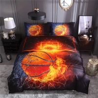 tenghe 3d basketball duvet cover set fire water printing youth boys children sports bedding set bed cover