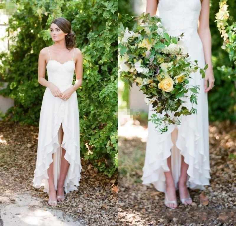 Лидер продаж цвета слоновой кости пляжное свадебное платье короткое спереди и