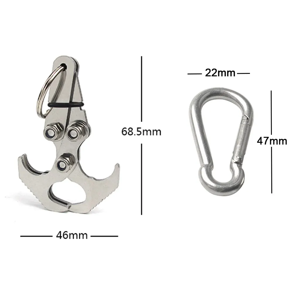 

Folding Gravity Grappling Sports Hook With Two Carabiners Survival Carabiner Tool for Hiking Foldable Camping Hiking Claw Gear