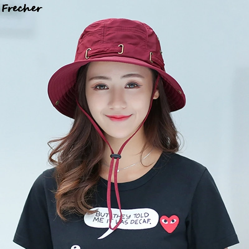 

2021 Fishing Hats for Men Outdoor Sunshade Silk Breathable Drawstring Durable Fashion Fishing Cap Climbing Cycling Caps