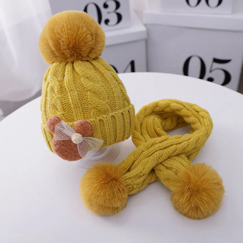 

Winter Hat 2020 Baby Hat For Newborn Baby Girl Hats for Girls Solid Hats + Scarf Warm Kids Children Caps Winter Cap Kids Caps