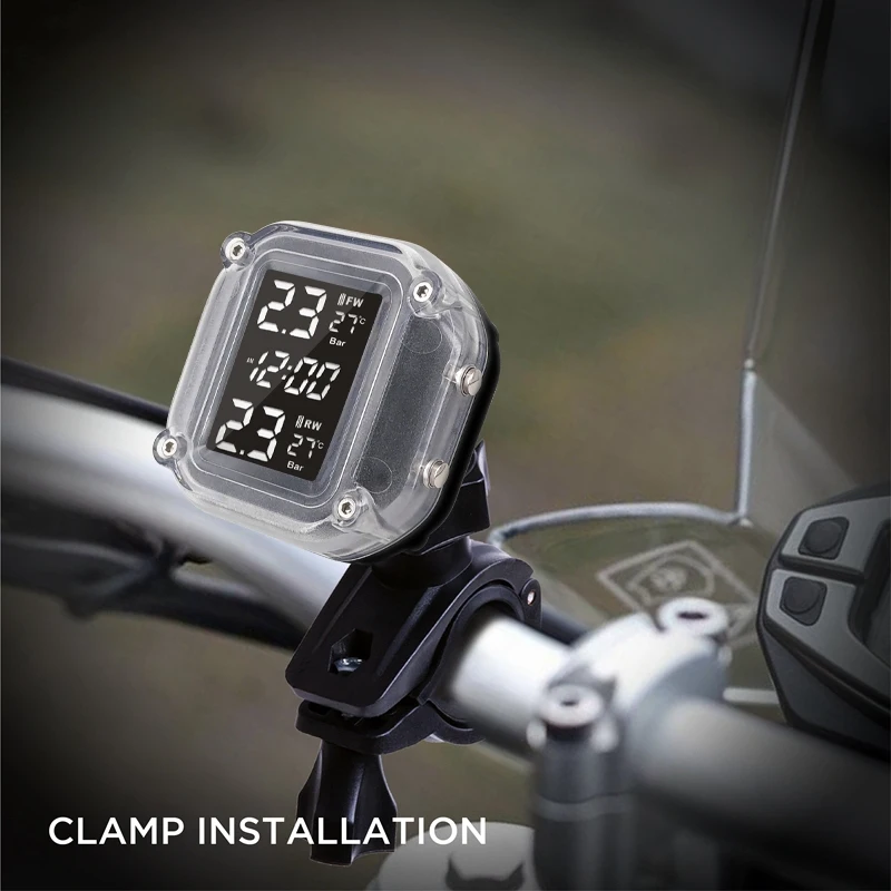 

Universal Wireless Motorcycle TPMS Tire Pressure with Temperature Display Motorcycle Tire Pressure Monitoring TP999