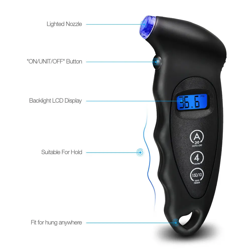 

Digital Car Tire Tyre Air Pressure Gauge Meter Lcd Display Manometer Barometers Tester For Car Truck Motorcycle Bike