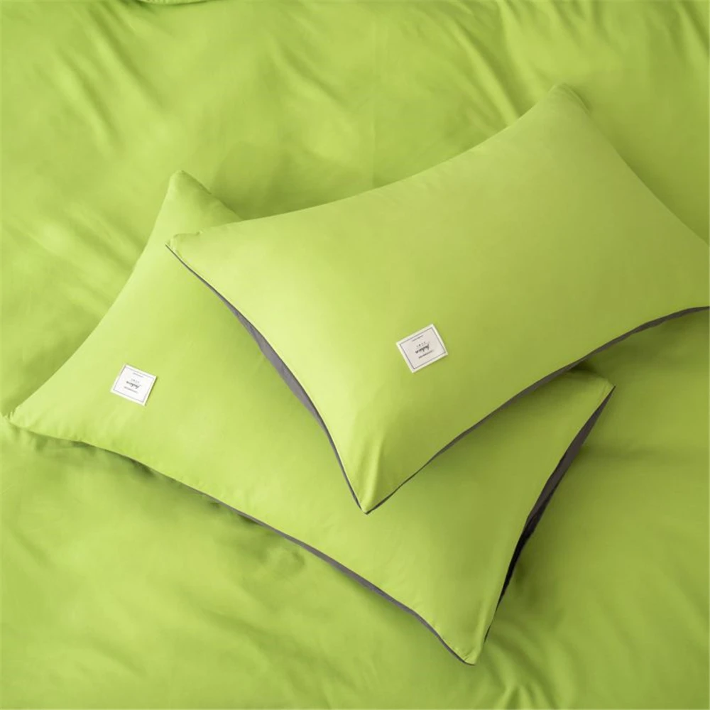

Liv-Esthete Luxury Pure Green 100% Cotton Bedding Set Soft Duvet Cover Flat Sheet Pillowcase Double Queen King Bed Linen Set