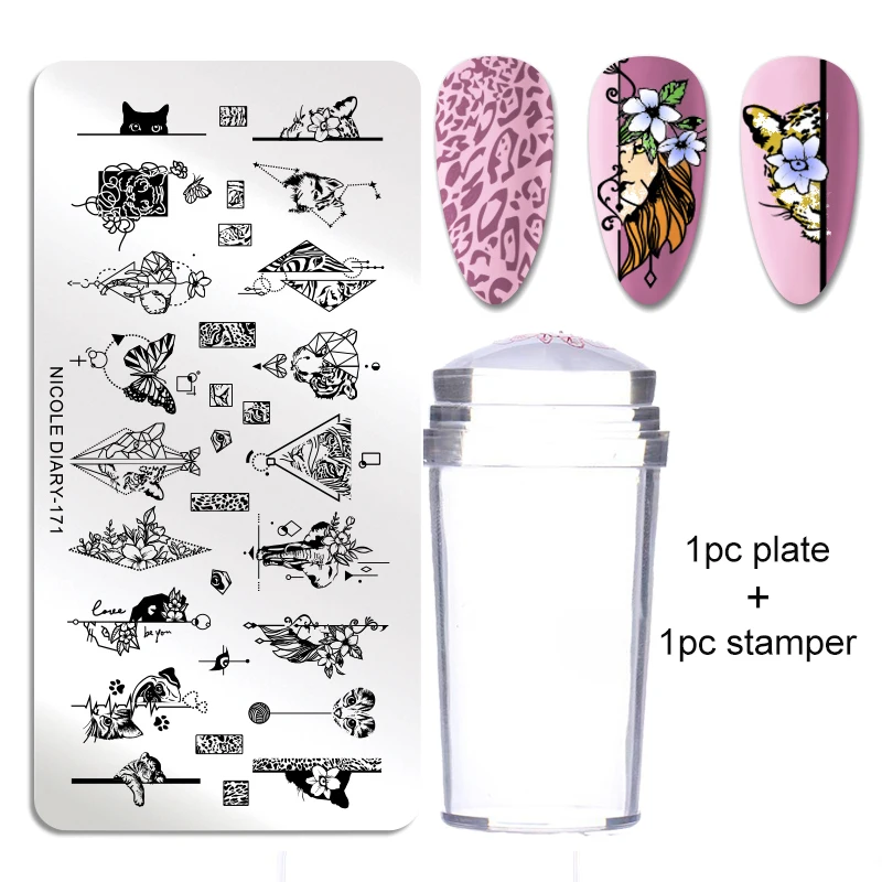 Николь дневник пластины для стемпинга ногтей набор силиконовый прозрачный штамп