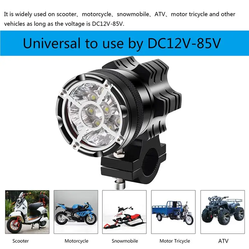 1Pc Motorcycle 9LEDs 6000k 45W Headlight Fog Lights Headlamp Motor Spotlight With Explosion-Proof Net For Motorbike Scooter |