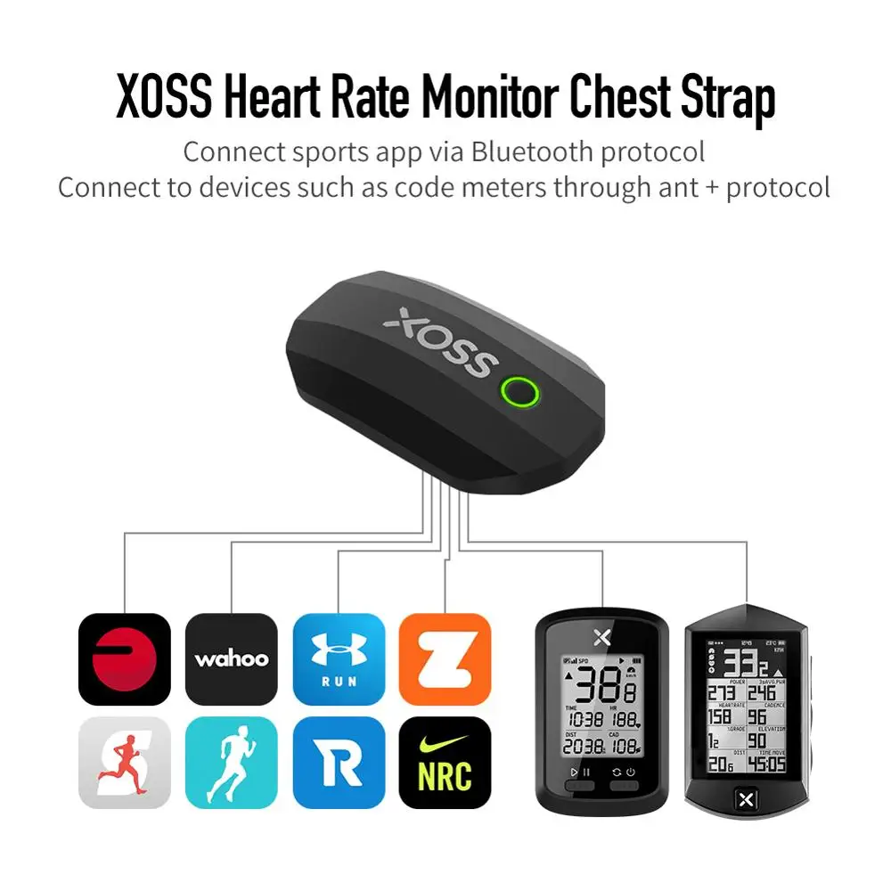 Датчик сердечного ритма XOSS Bluetooth ANT + беспроводной смарт-датчик для фитнеса и |