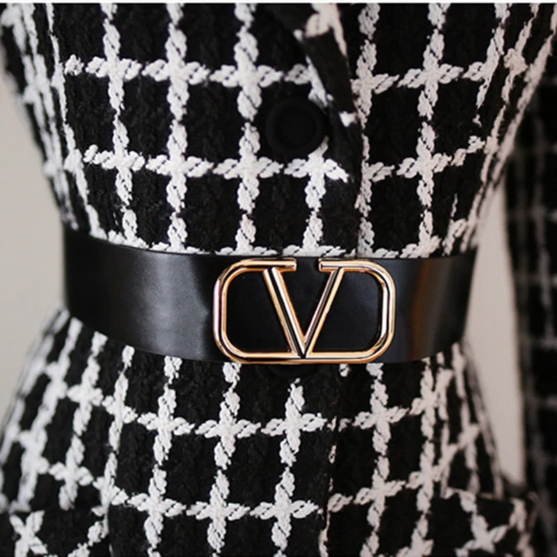 

Korean Style Office Lady Temperament Long Long Plaid Coat Women Fashion OL Long Sleeve Coats Women's Clothing 2020 Winter New