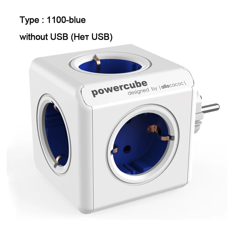 blue-without-USB Allocacoc powercube розетка с usb удлинитель электрический пробка розетки заглушки для переходник розеток силовой куб силовая полоса мультирозеточный удлинитель ЕС электрическая 16A 2.1A Домашнее использование зарядка - Цвет: blue-without-USB