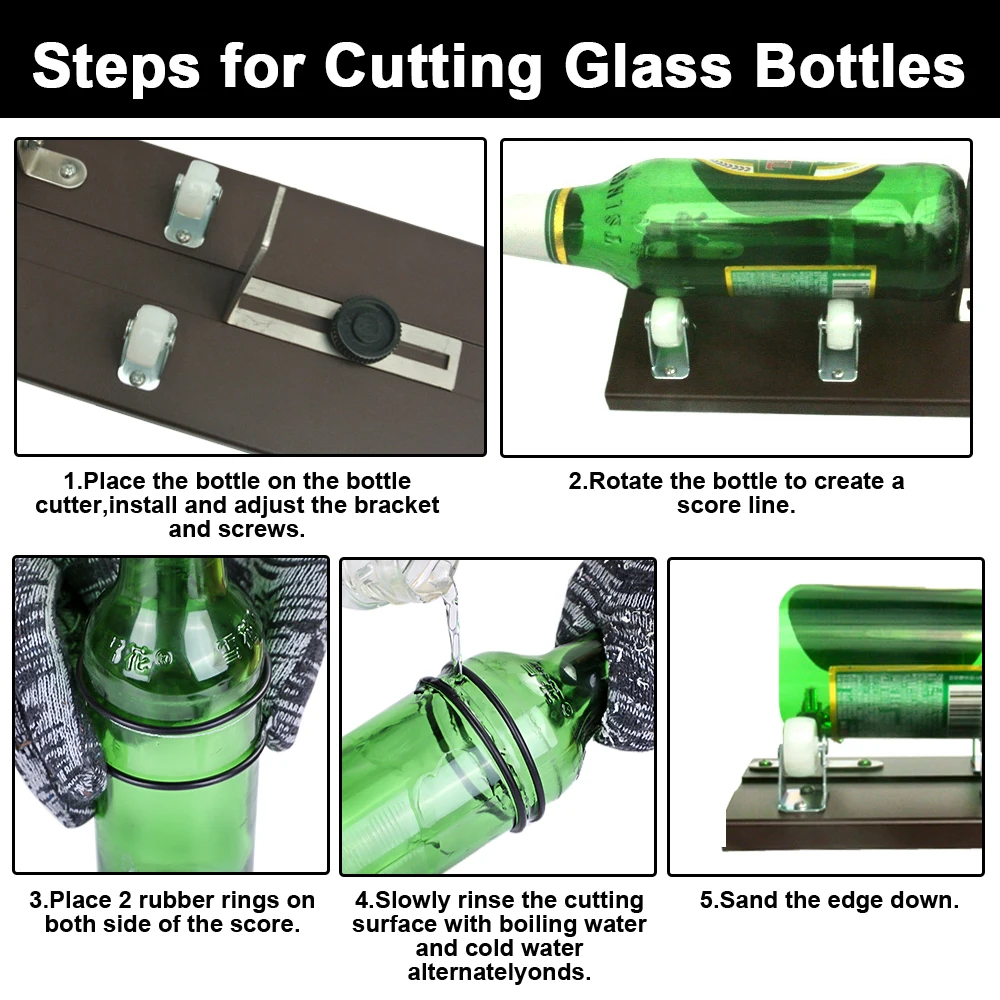 5 Wheel Glass Bottle Cutter Cutting Thickness 2-10mm Aluminum Alloy Better Smoothly Control Create Sculptures | Инструменты
