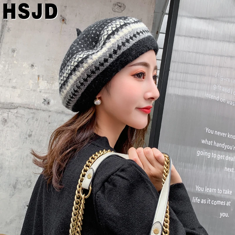 Осенне-зимние женские шерстяные береты во французском художнике Зимние в