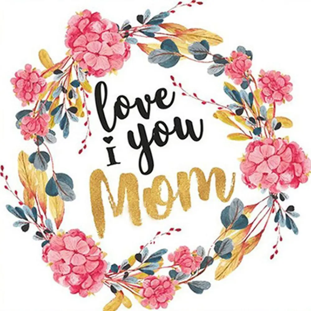 Алмазная картина круглая 5D DIY Стразы Love Your Mother вышивка крестиком сувенирные