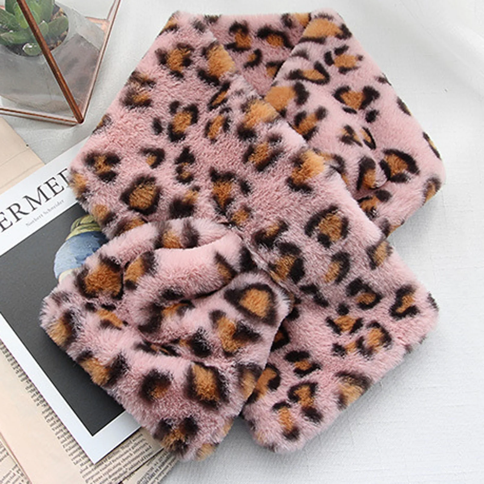 

Drop Ship women scarf Leopard Print warm Plush scarves Soft shawls neck bandana pashmina