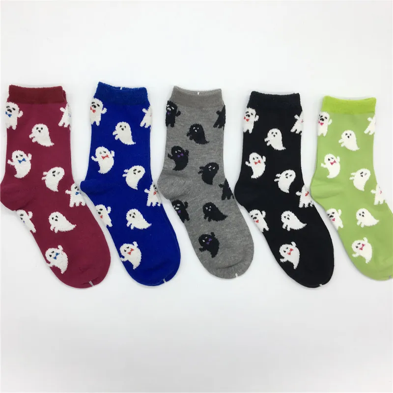 Носки женские хлопковые с мультяшным призраком милые смешные мягкие удобные