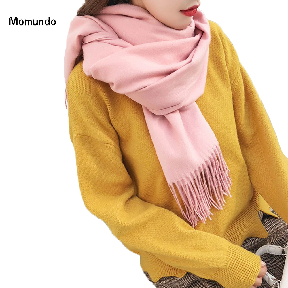 Распродажа кашемировые женские шарфы двухсторонние волосы Однотонный женский
