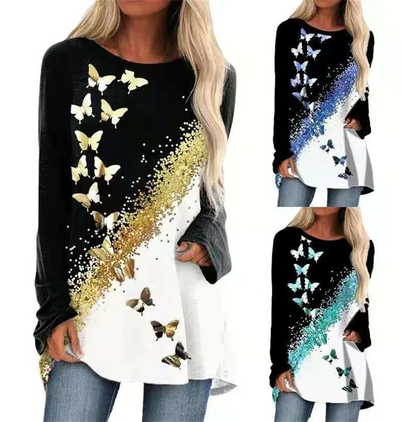 

Women's Black and White Striped Collar Casual Top Long Sleeve Loose Pullover T-shirt New Fashion Korean Shirt D4635