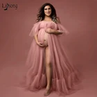 Элегантное розовое платье для беременных для фотосессии на заказ из прозрачного тюля, длинное платье для беременных, женские платья для фотосъемки