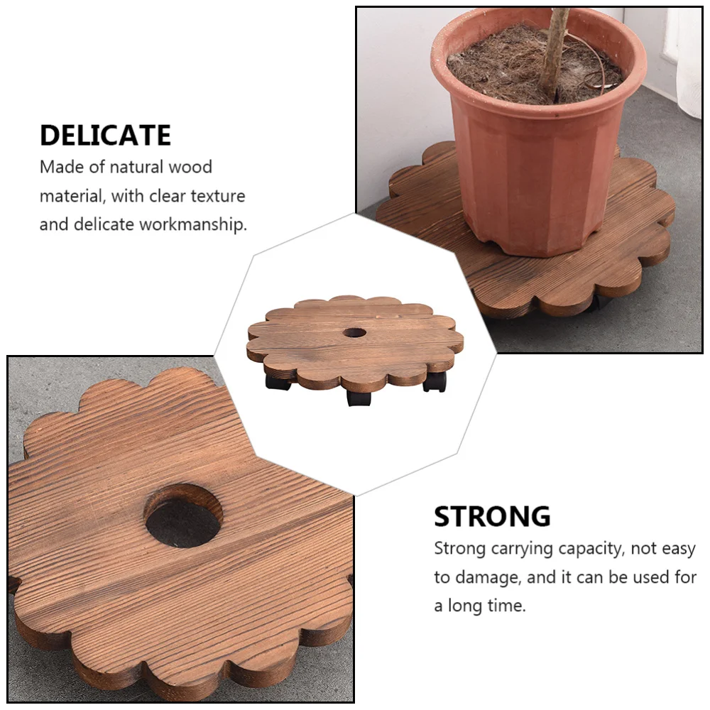 

1pc Practical Plant Stand Wooden Flowerpot Holder with Hole for Garden Office