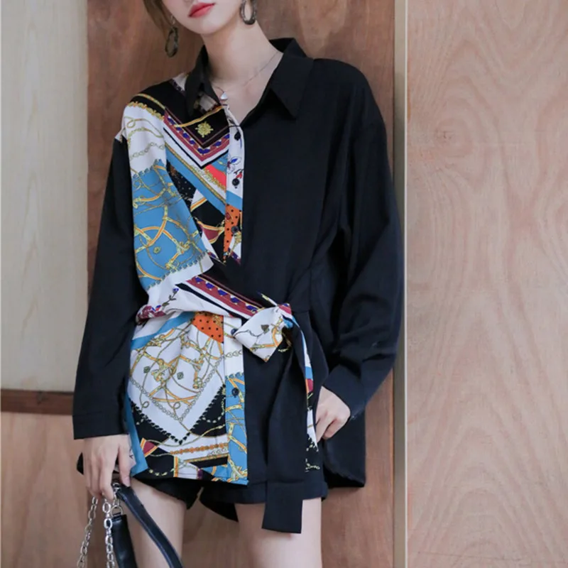 Женская рубашка с отложным воротником LANMREM повседневная однотонная блузка