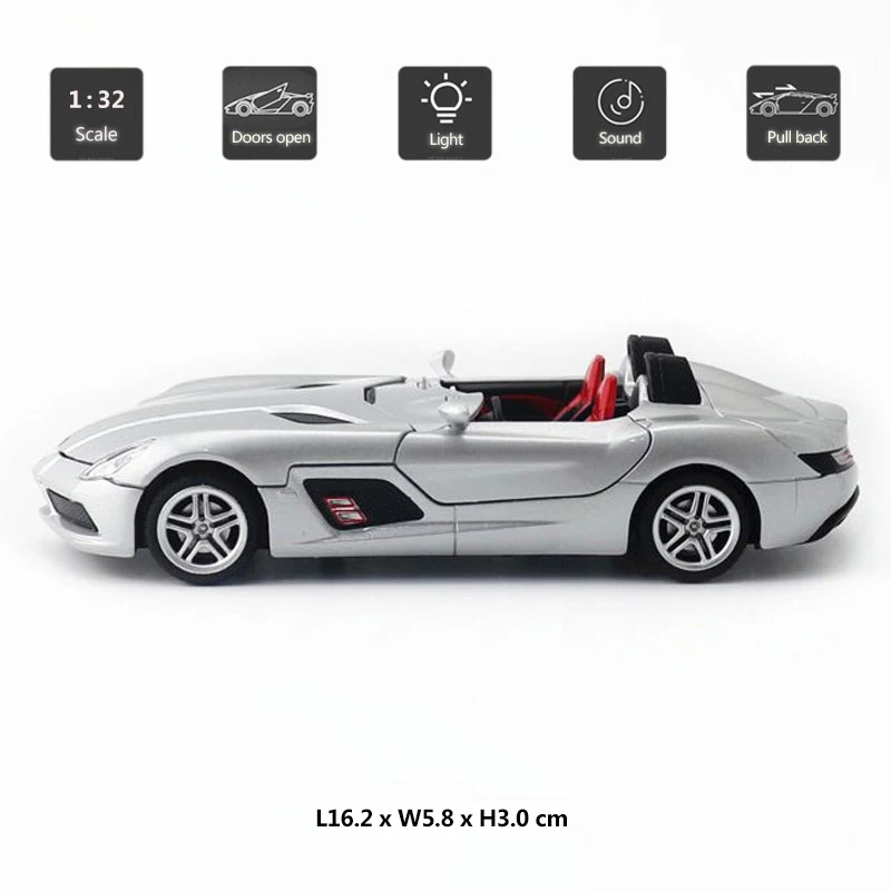 HOMMAT Simulation 1:32 Scale SLR 2009 Sports Car Model Alloy Metal Diecast Toy Vehicle Kid Gift Toys For Boys Children | Игрушки и хобби