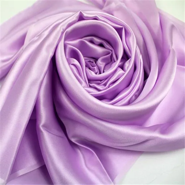 1 light purple Шелковая атласная ткань 16momme 114 см 44 дюйма сплошной цвет тутового натурального чистого материала шелк Шармез ткань для женского платья - Цвет: 1 light purple