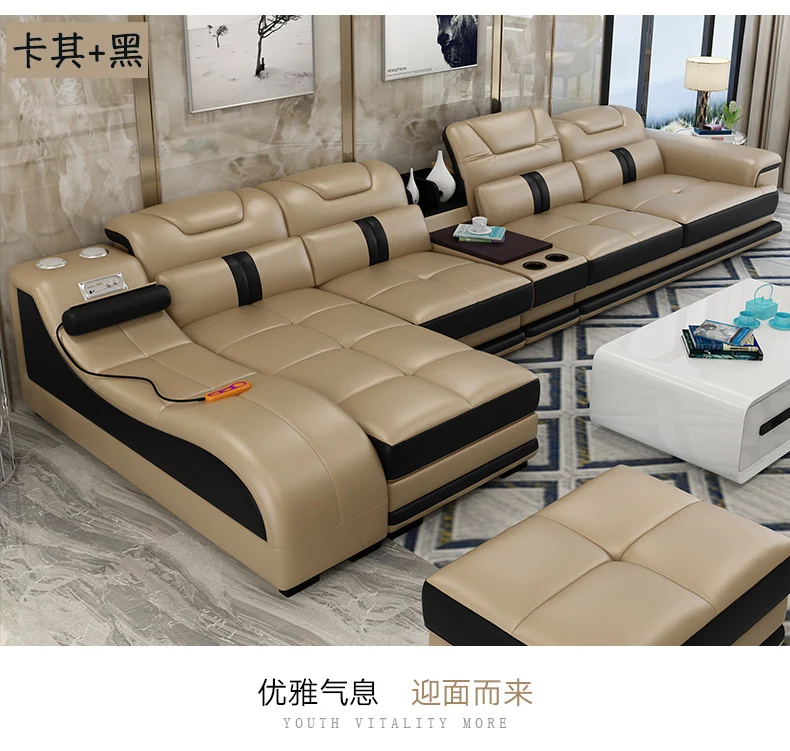 

Набор угловых диванов для гостиной, массажные секционные диваны из натуральной коровьей кожи в минималистическом стиле, мебель для дома