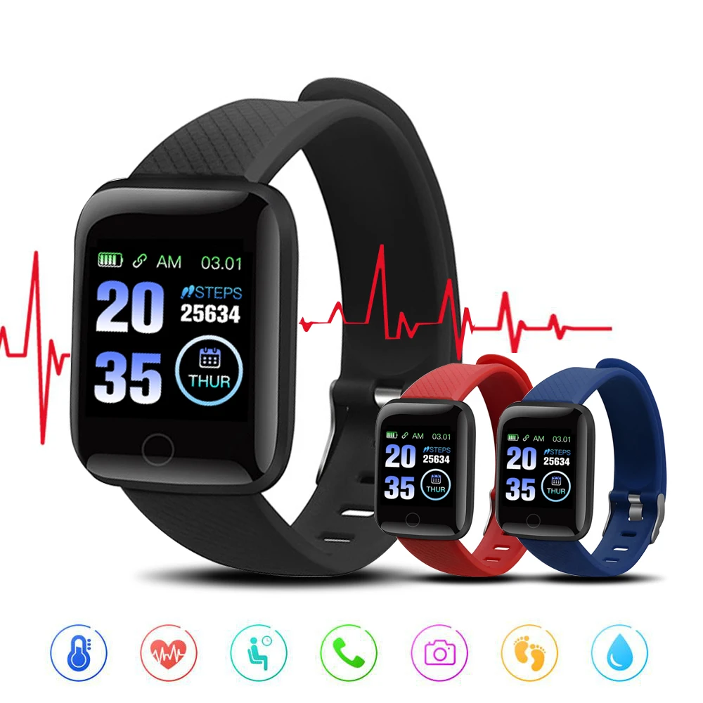 

116Plus Smart Bracelets Heart Rate Monitor Tracker D13 Watches Band Blood Pressure Pedometer Call Message Reminder Wristband