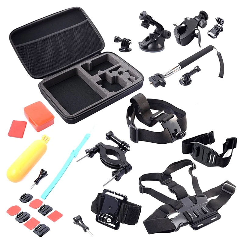 

24 In 1 Harness Head Chest Strap Mount Selfie Stick For Gopro 9 8 7 6 5 4 Black Mount Action Camera Accessories Kit