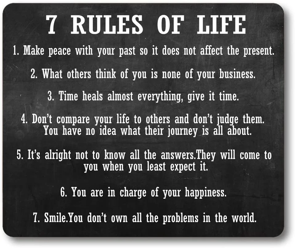 Gaming Mouse Pad Custom,7 Rules of Life Motivational Inspirational Personality Desings Gaming Mouse Pad