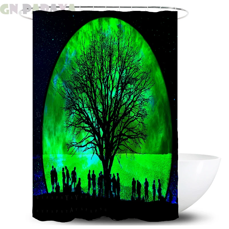 

Psychedelic forest Bath Curtains Waterproof Polyester Moon night hippy art Shower Curtains Screen with Hooks farmhouse decor