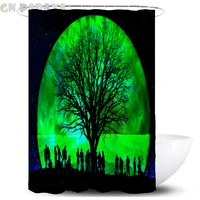 psychedelic forest bath curtains waterproof polyester moon night hippy art shower curtains screen with hooks farmhouse decor