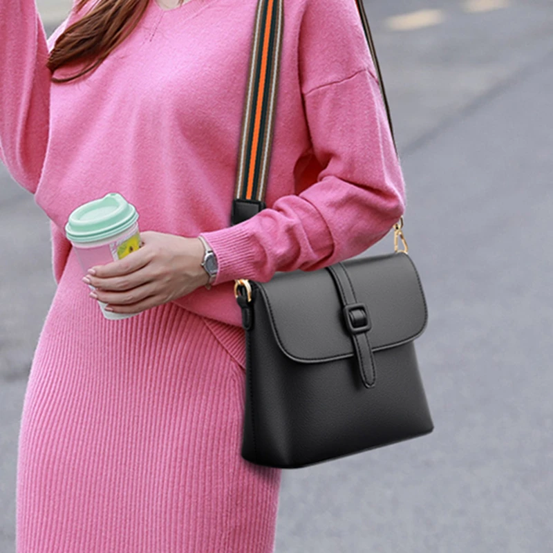 

100% Full Genuine Leather Bag 2021 New Fashion Single Shoulder Messenger Handbag Cow Splite Leather Women Casual Totes Monogram