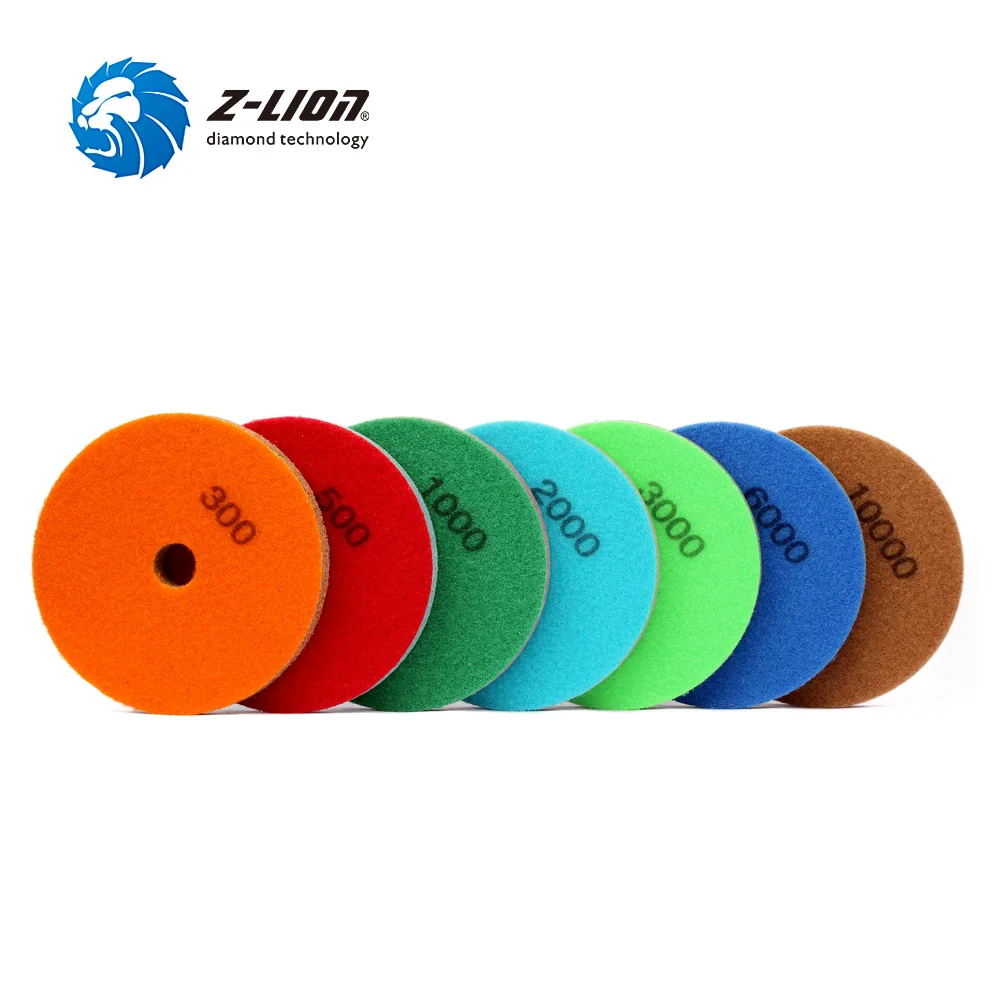 Z-LION 2PCS 5" Sponge Diamond Polishing Pad Wet Use Sanding Disc Concrete Granite Marble Cleaning Buffing Wheel Grit 300-10000 |