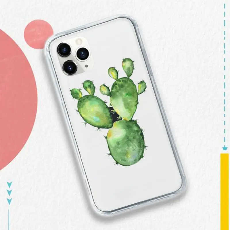 

Green Cactus Plant Phone Cases Transparent soft For iphone 5 5s 5c se 6 6s 7 8 11 12 plus mini x xs xr pro max