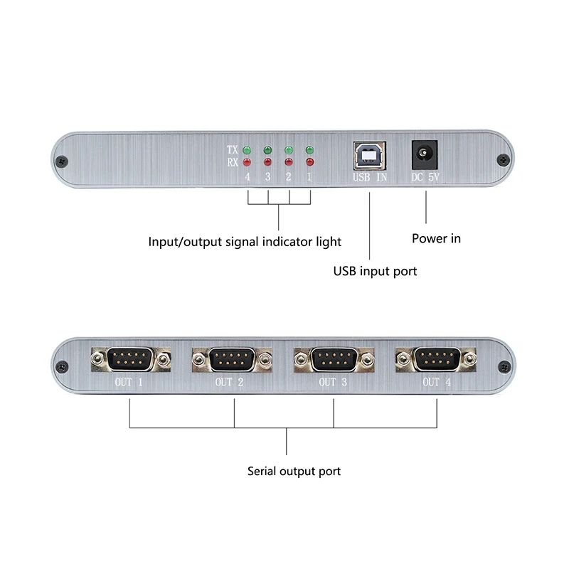USB в 4 порта RS232 DB9 последовательный сплиттер Поддержка USB2.0 USB1.0 для Windows 10 8 7 XP 2000 MAC