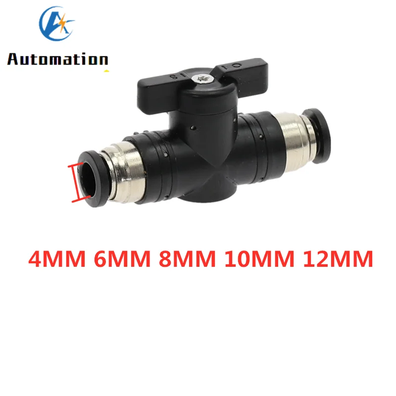 

BUC 4mm 6mm 8mm 10mm 12mm Pneumatic Push In Quick Joint Connector Hand Valve To Turn Switch Manual Ball Current-limiting