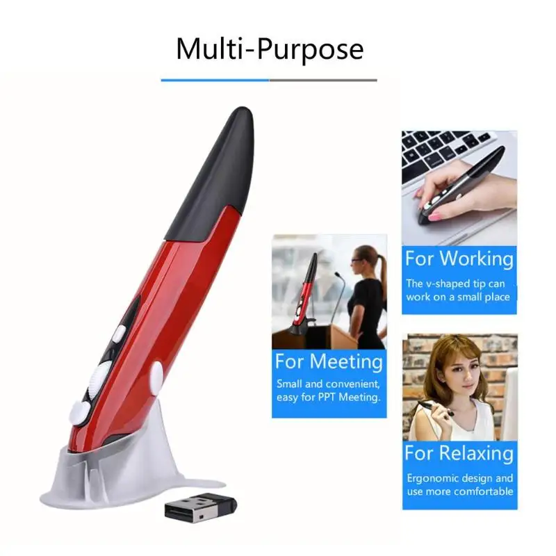 

2.4G Wireless USB Optical Presenter Pen Mouse Adjustable 1600DPI 4 Keys Mini Mice for Tablet Laptop PC Desktop Smart TV Box
