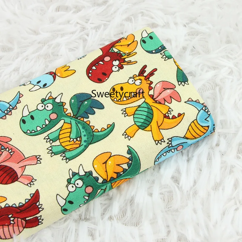 110x45 см Плотная хлопковая ткань с принтом динозавра из мультфильма по двору