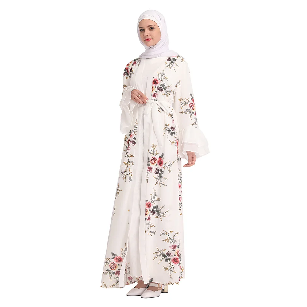 Новый мусульманский кафтан абайя Элегантная Мода Дубай Турция Цифровая печать