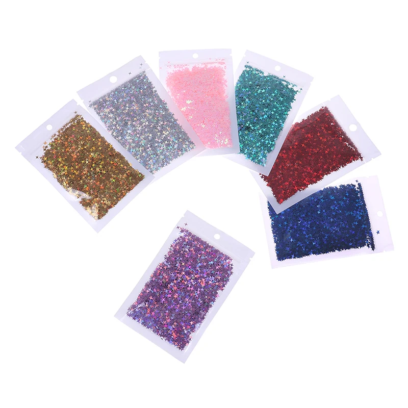 

10g/pack DIY Crystal Slime Supplies Ultra-thin Slices Nails Art Tips Box Accessories Decoration Toys For Kids Four Star Glitter