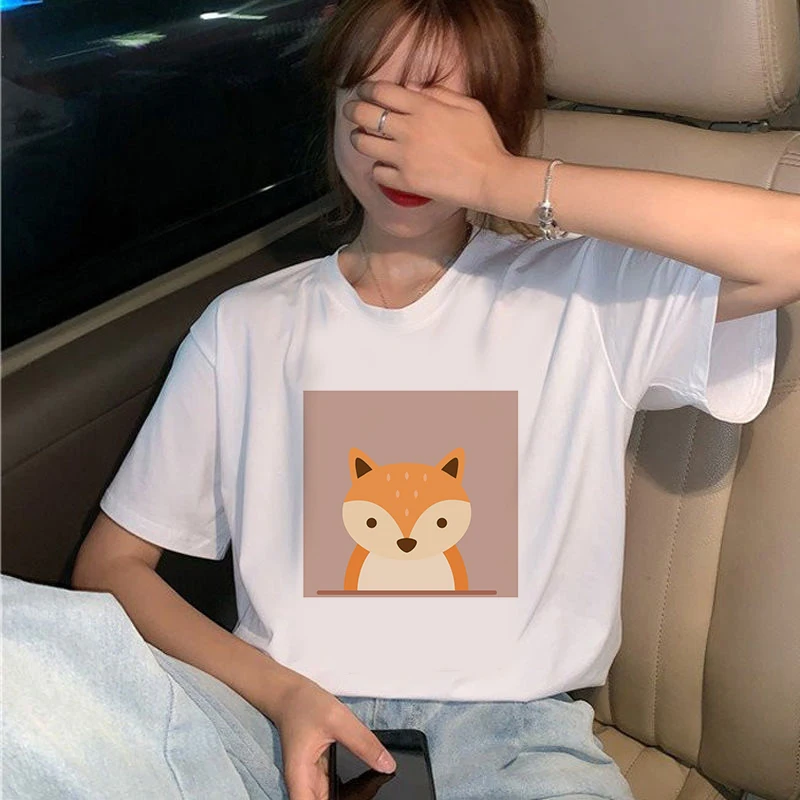 Новинка 2021 футболка Little Foxs Harajuku Ulzzang женская с круглым вырезом летние топы 90 х